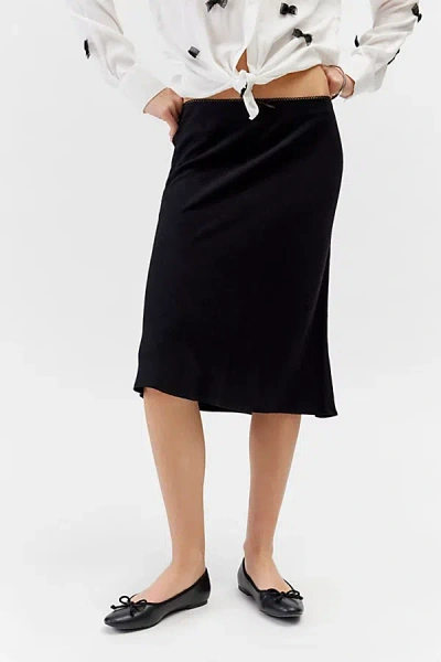 Urban Renewal Remnants Knee Length Heavy Linen Skirt In Black, Women's At Urban Outfitters