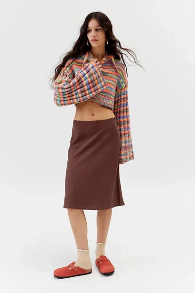 Urban Renewal Remnants Knee Length Heavy Linen Skirt In Brown, Women's At Urban Outfitters