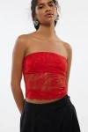 Urban Renewal Remnants Lace Tube Top In Bright Red, Women's At Urban Outfitters
