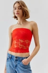 Urban Renewal Remnants Lace Bandeau Tube Top In Light Red, Women's At Urban Outfitters