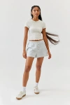 Urban Renewal Remnants Made In La Button Front Boxer Short In Light Green Stripe, Women's At Urban Outfitters