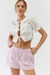 Urban Renewal Remnants Made In La Button Front Boxer Short In Pink Combo, Women's At Urban Outfitters