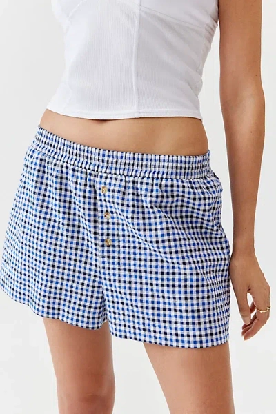 Urban Renewal Remnants Made In La Button Front Boxer Short In Traditional Blue, Women's At Urban Outfitters