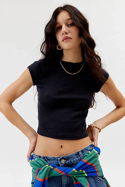 Urban Renewal Remnants Made In La Cap Sleeve Baby Tee In Black, Women's At Urban Outfitters