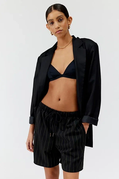 Urban Renewal Remnants Pinstripe Pull-on Short In Black, Women's At Urban Outfitters