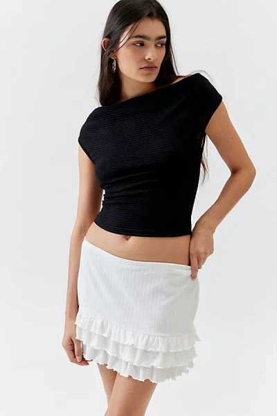 Urban Renewal Remnants Rah Rah Pointelle Mini Skirt In White, Women's At Urban Outfitters