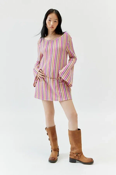 Urban Renewal Remnants Rainbow Knit Mini Dress In Assorted, Women's At Urban Outfitters In Pink