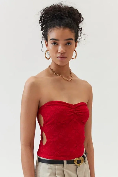 Urban Renewal Remnants Ruched Cutout Tube Top In Red, Women's At Urban Outfitters