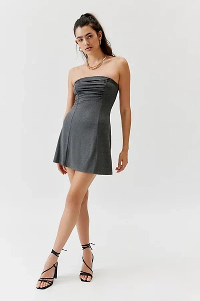 Urban Renewal Remnants Ruched Slinky Mini Dress In Grey, Women's At Urban Outfitters