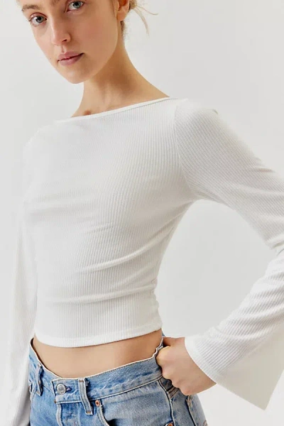Urban Renewal Remnants Slinky Drippy Sleeve Top In White, Women's At Urban Outfitters