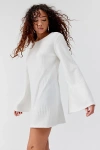 URBAN RENEWAL REMNANTS SLOUCHY BOATNECK KNIT TUNIC MICRO DRESS IN WHITE AT URBAN OUTFITTERS