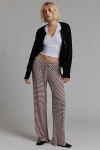Urban Renewal Remnants Stripe Knit Pull On Pant In Brown, Women's At Urban Outfitters