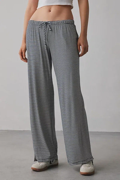 Urban Renewal Remnants Stripe Knit Pull On Pant In Navy, Women's At Urban Outfitters In Navy