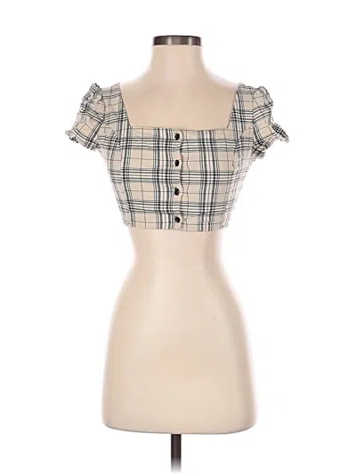 Pre-owned Urban Renewal Short Sleeve Top Ivory Square Neckline Tops In White