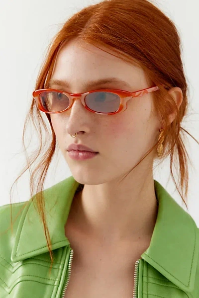 Urban Renewal Vintage Allsorts Rectangle Sunglasses In Orange, Women's At Urban Outfitters In Red
