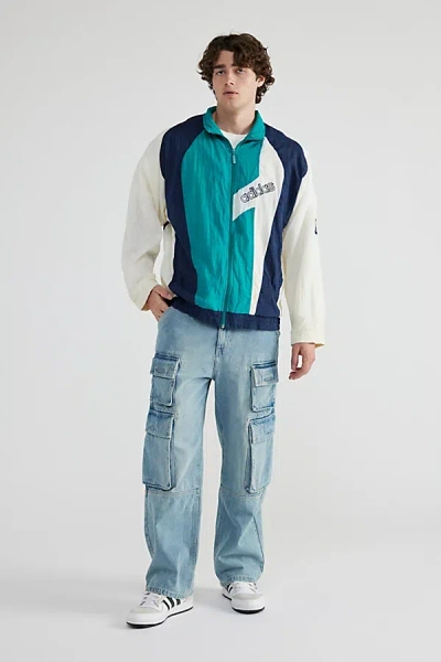 Urban Renewal Vintage Branded Windbreaker Jacket In Cool Tones, Men's At Urban Outfitters