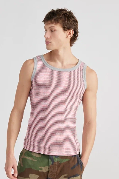 Urban Renewal Vintage Striped Tank Top In Red, Men's At Urban Outfitters In Pink