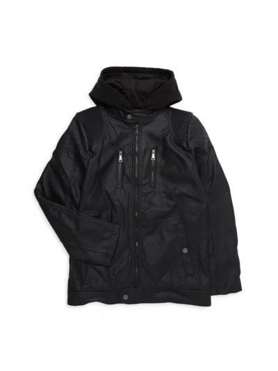 Urban Republic Babies' Boy's Faux Leather Puffer Jacket In Black