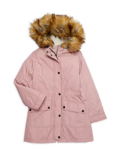 Urban Republic Kids' Girl's Faux Fur Trim Parka Jacket In Pink