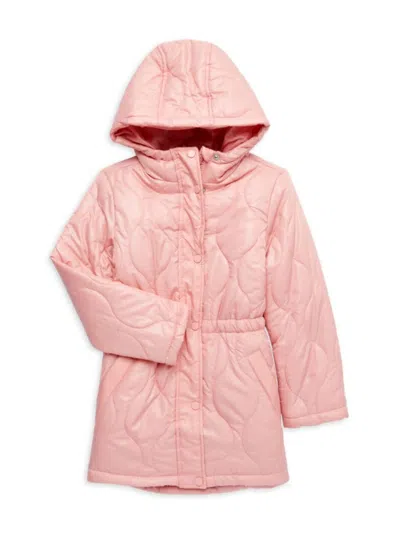 Urban Republic Babies' Girl's Hooded Quilted Jacket In Rose