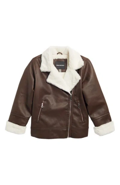 Urban Republic Kids' Faux Fur Lined Faux Leather Jacket In Dark Tan