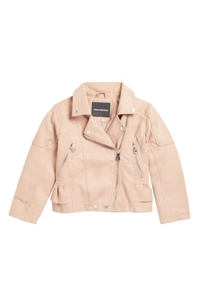 Urban Republic Kids' Faux Leather Ruffle Jacket In Rose Smoke