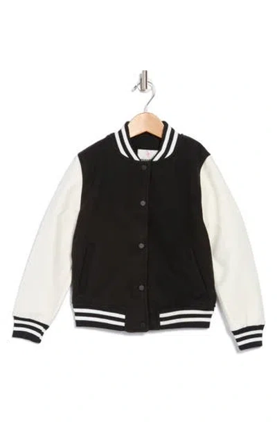 Urban Republic Kids' Faux Leather Varsity Jacket In Black