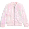 Urban Republic Kids' Flip Sequin Bomber Jacket In Pink Multi