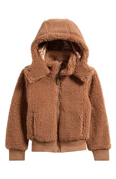 Urban Republic Kids' High Pile Fleece Hooded Jacket In Brown