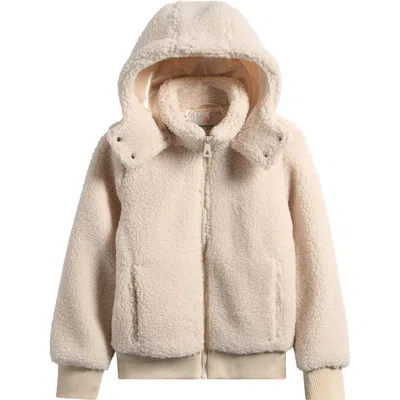 Urban Republic Kids' High Pile Fleece Hooded Shacket In Neutral