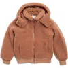Urban Republic Kids' High-pile Fleece Jacket In Toffee