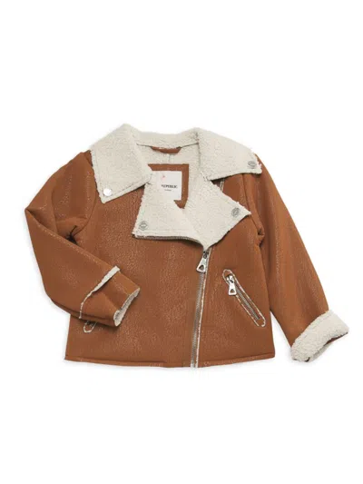 Urban Republic Kids' Little Girl's Faux Fur Trim Biker Jacket