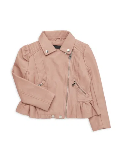 Urban Republic Kids' Little Girl's Ruffle Faux Leather Jacket In Pink