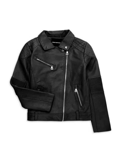 Urban Republic Kids' Little Girl's Zip Faux Leather Moto Jacket In Black Star