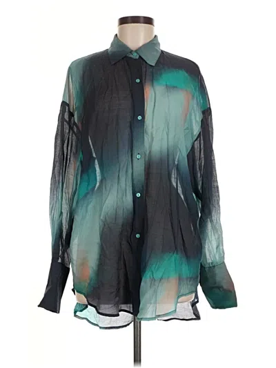 Pre-owned Urban Revivo Long Sleeve Blouse In Teal