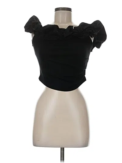 Pre-owned Urban Revivo Short Sleeve Top Black Strapless Neckline Tops