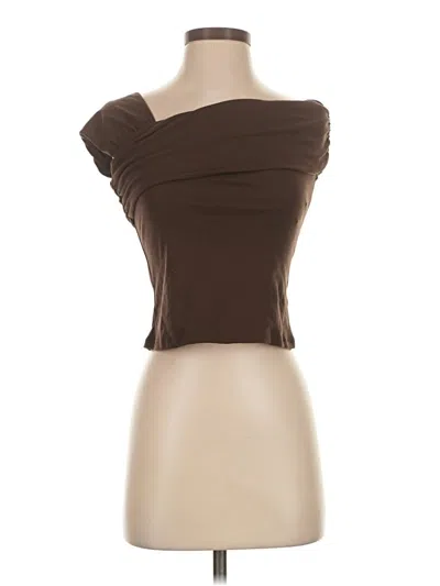 Urban Revivo Tube Top Brown Strapless Neckline Tops In Multi