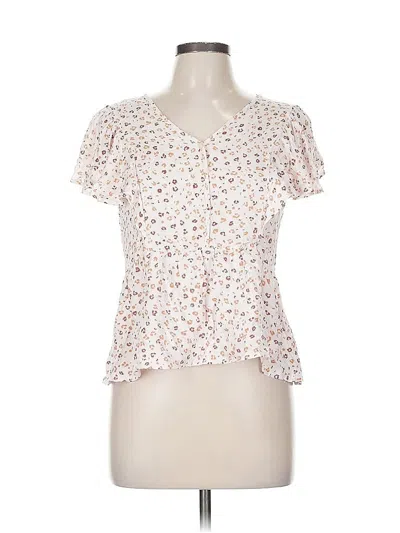 Pre-owned Urban Romantics Short Sleeve Blouse In White