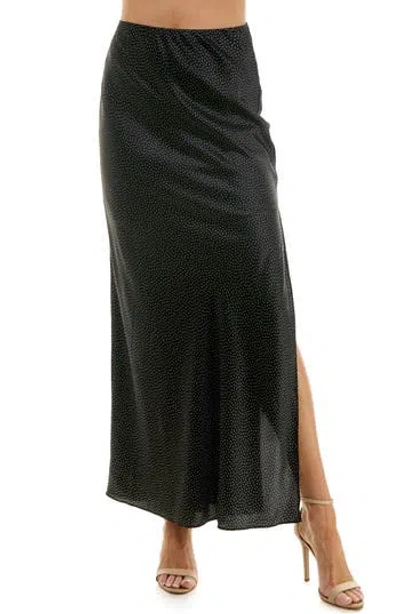 Urban Social Bias Cut Maxi Skirt In Blk/white Dot