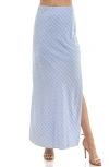 Urban Social Bias Cut Maxi Skirt In Blue/white