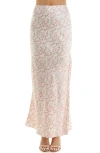 Urban Social Bias Cut Maxi Skirt In Ivory-pink