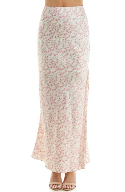 Urban Social Bias Cut Maxi Skirt In Ivory-pink