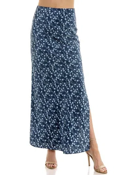 Urban Social Bias Cut Maxi Skirt In Navy/blue
