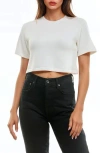 Urban Social Cloud Luxe Crewneck Crop T-shirt In Ivory