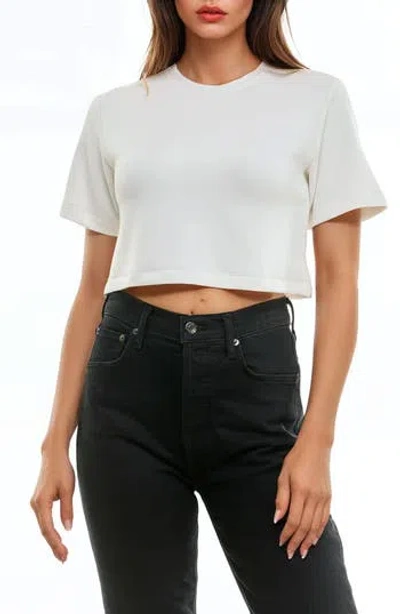 Urban Social Cloud Luxe Crewneck Crop T-shirt In Ivory