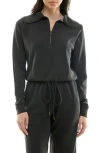 Urban Social Cloud Luxe Crop Half-zip Sweatshirt In Black