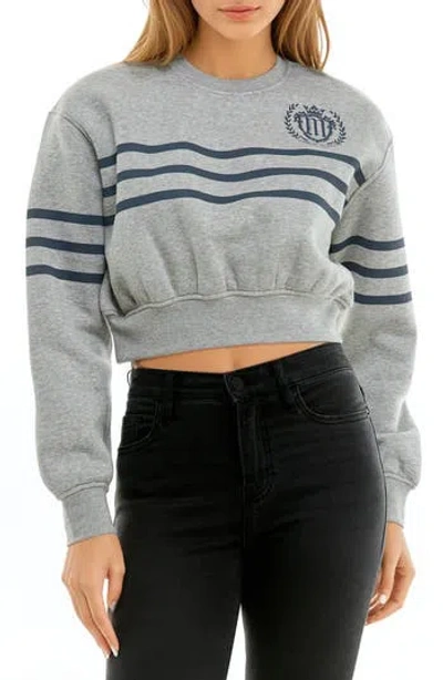 Urban Social Crop Graphic Pullover In Heather Grey/navy