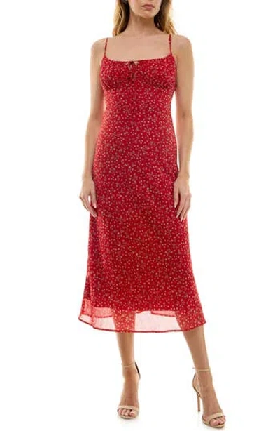 Urban Social Floral Print Sleeveless Midi Dress In Red Ditsy