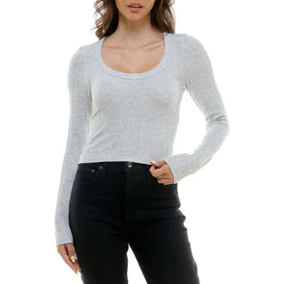 Urban Social Long Sleeve Textured Seamless Top In Heather Grey