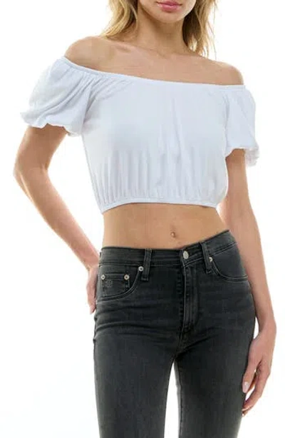 Urban Social Off The Shoulder Puff Sleeve Crop Top In White